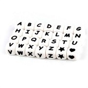 Wholesale 12mm Square Alphabet Letter Silicone Beads in White, Black, Pink, and Blue: Enhance Your Creations with Stylish Wordplay