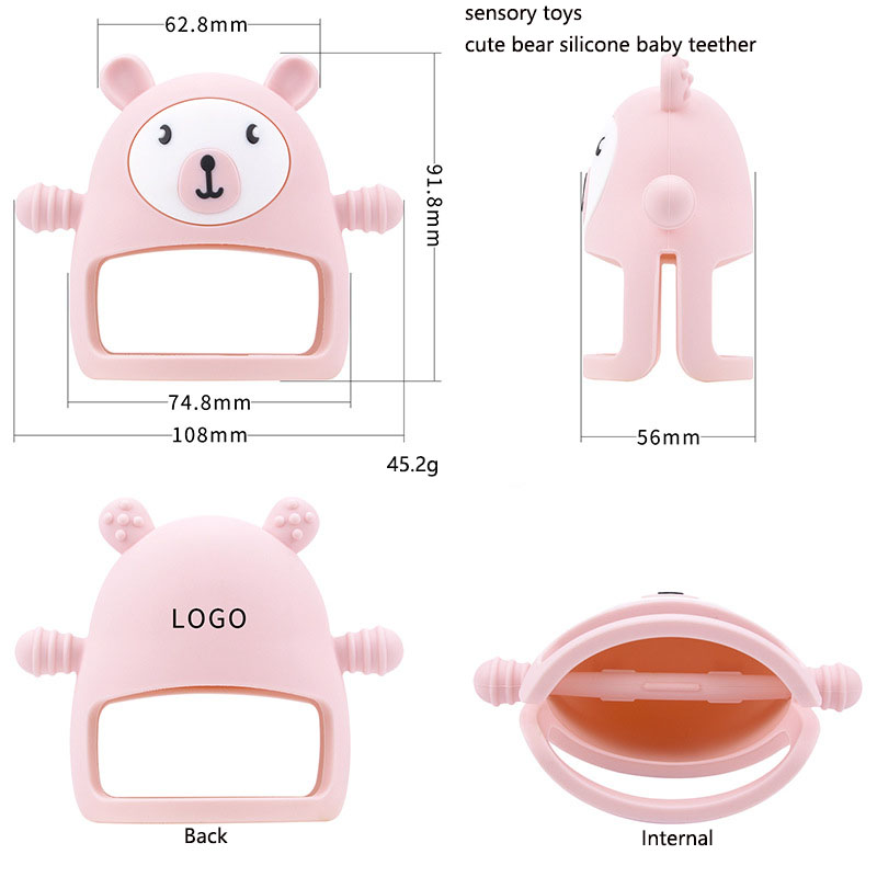 Wholesale Sensory Toys: Adorable Silicone Baby Teether in the Shape of a Cute Bear