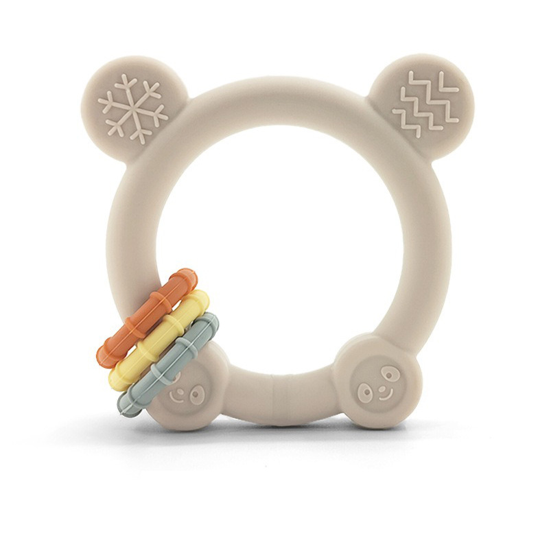 Bear Shaped Baby Teether Ring, Food Grade Silicone Infant Teething Stick